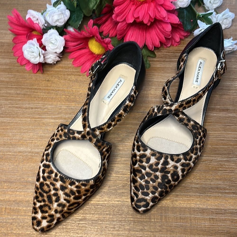 Alex Marie Carena Leopard Haircalf Ballet Flats Size 6.5
